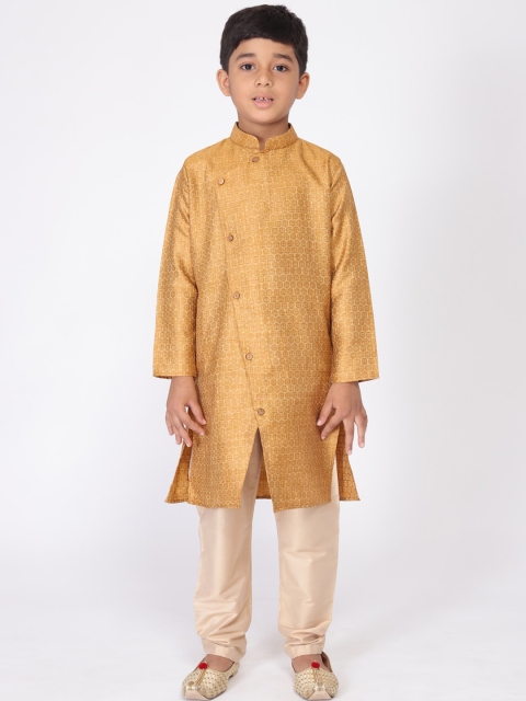 

TABARD Boys Yellow & Gold-Toned Woven Design A-Line Kurta