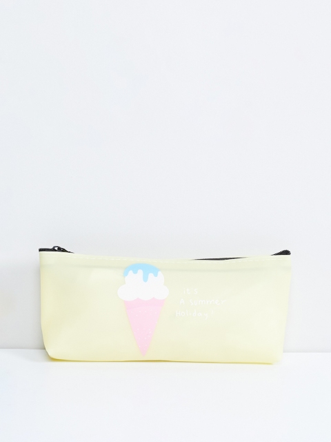 max Women Yellow Printed Zip-Closure Pouch