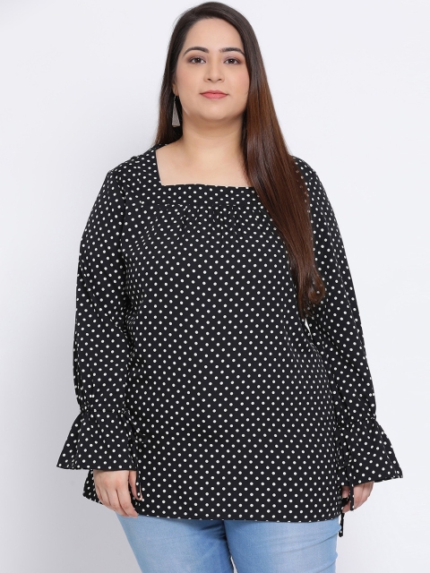 

Oxolloxo Women Black Polka Dots Printed Top