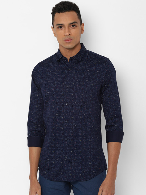 

Allen Solly Men Navy Blue Slim Fit Printed Casual Shirt