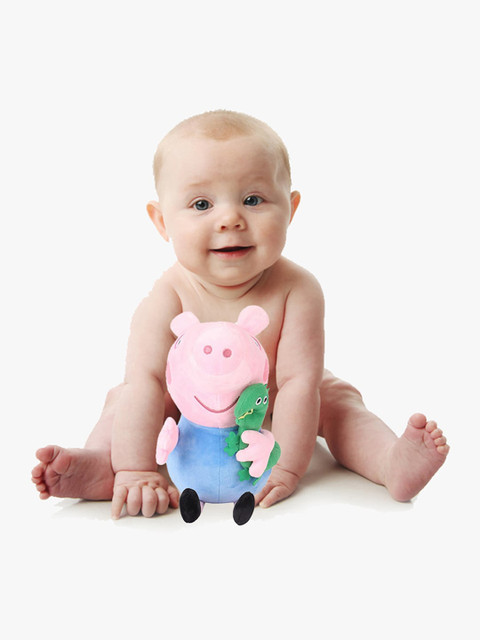 

Peppa Pig Unisex Kids Blue & Pink Peppa George Pig With Dinosaur Non-Allergic Plush Soft Toy
