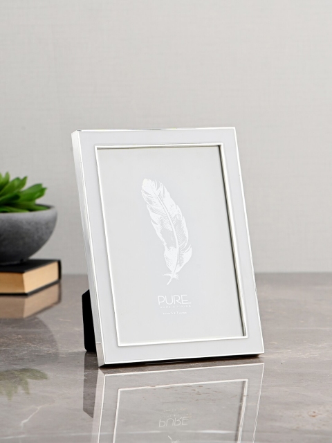 

Pure Home and Living Silver-Toned & White Enamelled Photo Frame
