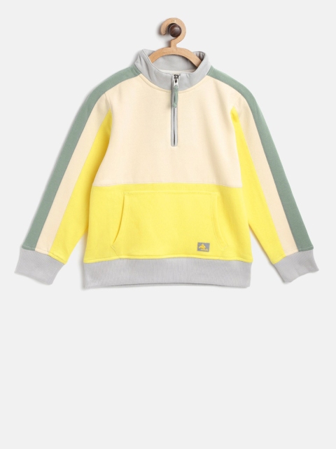 

Cherry Crumble Boys Cream-Coloured & Yellow Colourblocked Sweatshirt