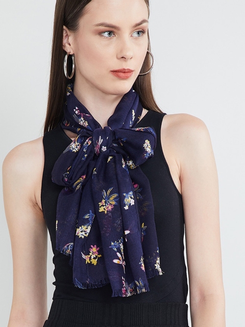 

max Women Navy Blue Printed Scarf