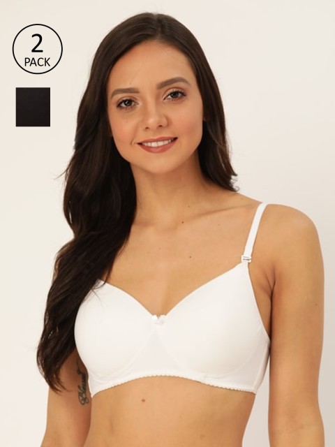 

Lady Lyka Pack Of 2 Solid Non-Wired Lightly Padded T-shirt Bras WHITE-ROSENU