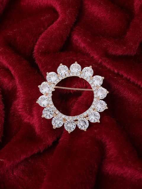 

Adwitiya Collection Rose Gold-Toned Stone-Studded Round-Shaped Brooch