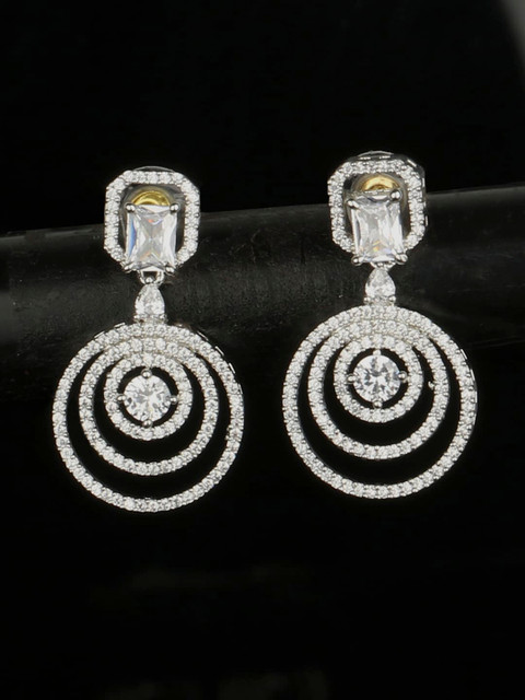 

ANIKAS CREATION White Circular Drop Earrings