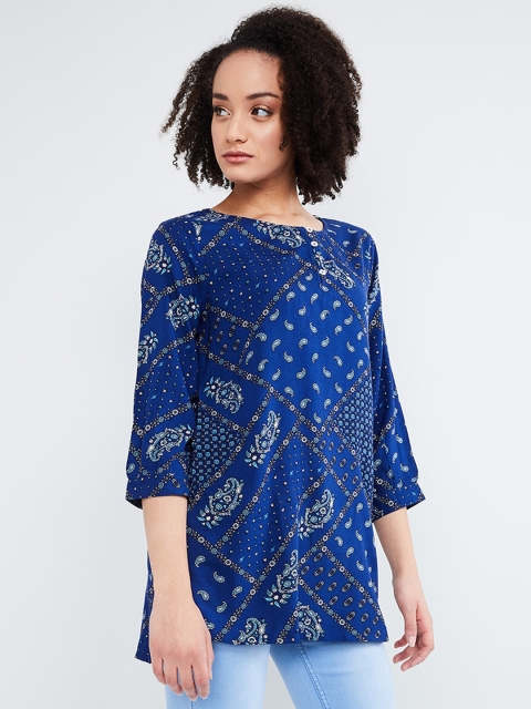 

MAX Women Blue Printed Tunic