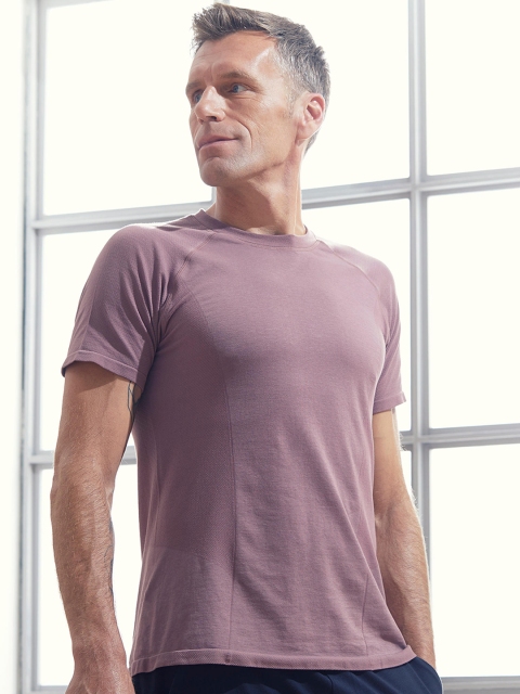 

Domyos By Decathlon Men Mauve Solid Round Neck T-shirt