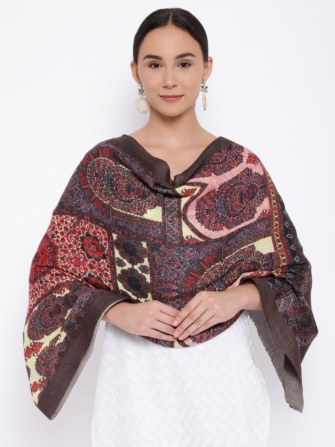 

Pashmoda Women Purple & Cream-Coloured Printed Merion Wool Stole