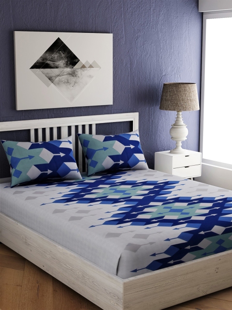 

EverHOME Multicoloured Geometric 210 TC Cotton 1 King Bedsheet with 2 Pillow Covers, Multi