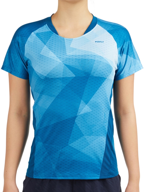 

PERFLY By Decathlon Women Blue Printed Round Neck T-shirt
