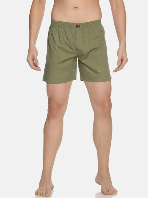 

IVOC Men Olive Green Printed Pure Cotton Boxers IOMBS02SC03L35-3782D