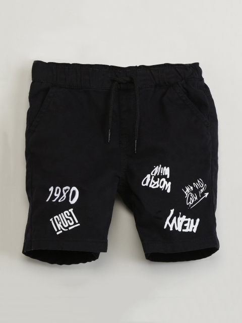 

max Boys Black & White Printed Regular Shorts