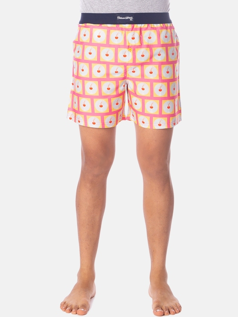 

Smugglerz Men Pink & Yellow Printed Pure Cotton Boxers LADY-WINE-BXR-PINK-S