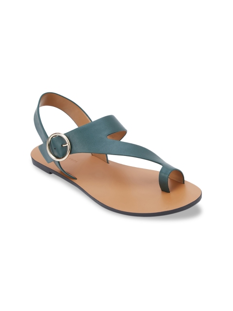 

CHARLES & KEITH Women Green Solid PU One Toe Flats