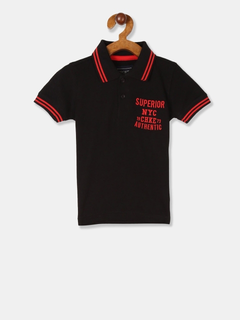 

Cherokee Boys Black Solid Polo Collar T-shirt