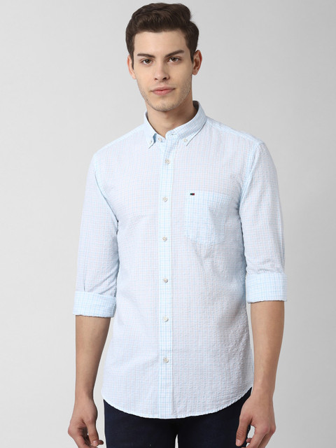 

Peter England Casuals Men Blue Regular Fit Checked Casual Shirt