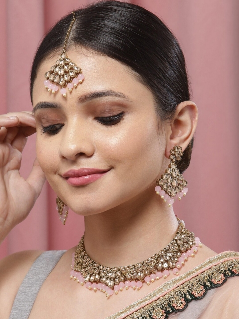 

Melani Borsa Gold-Plated & Tan Brown Stone Studded Handcrafted Jewellery Set