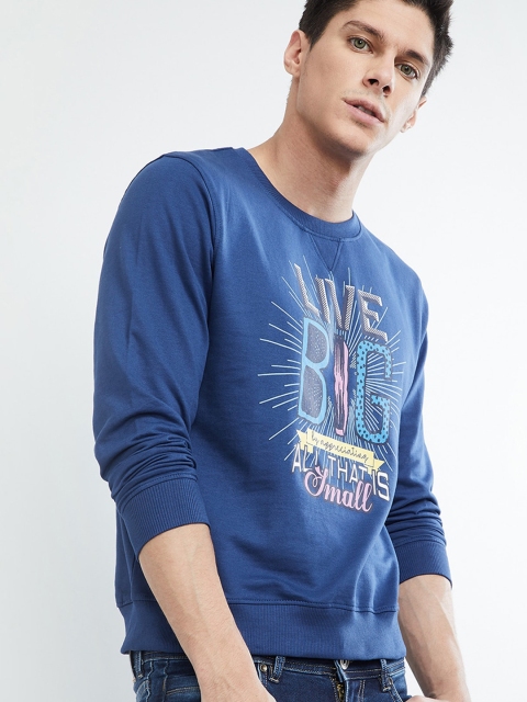 

max Men Blue Printed Sweatshirt
