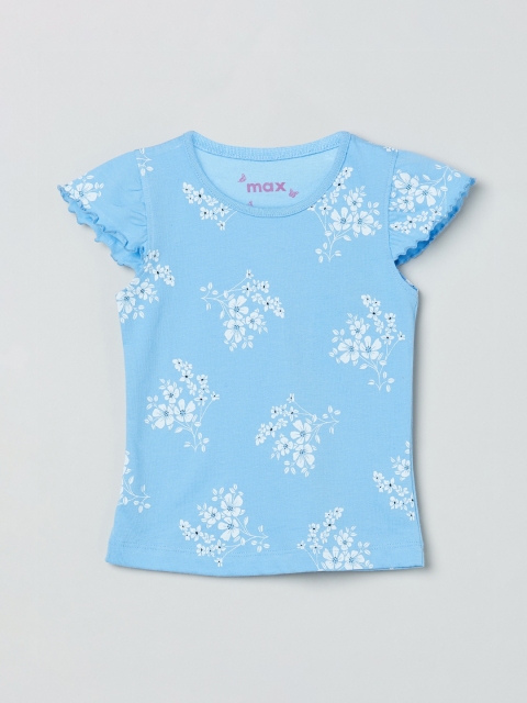 

max Girls Blue & White Floral Print Top