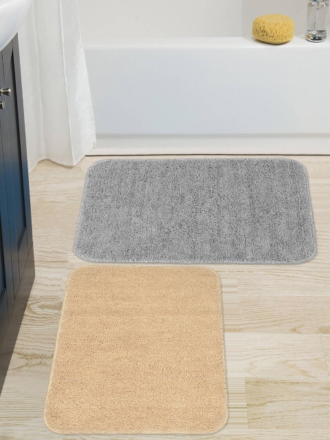 

Saral Home Set Of 2 Solid Anti-Skid Bath Rug, Beige
