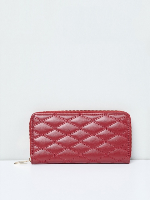 

max Women Red Textured Zip Around Wallet