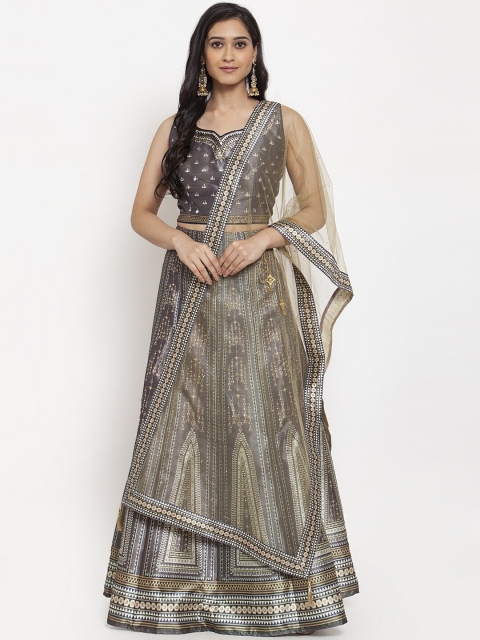 

KHALOM Brown & Grey Ready to Wear Lehenga & Blouse with Dupatta