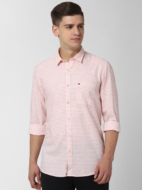 

Peter England Casuals Men Peach-Coloured Regular Fit Striped Casual Shirt