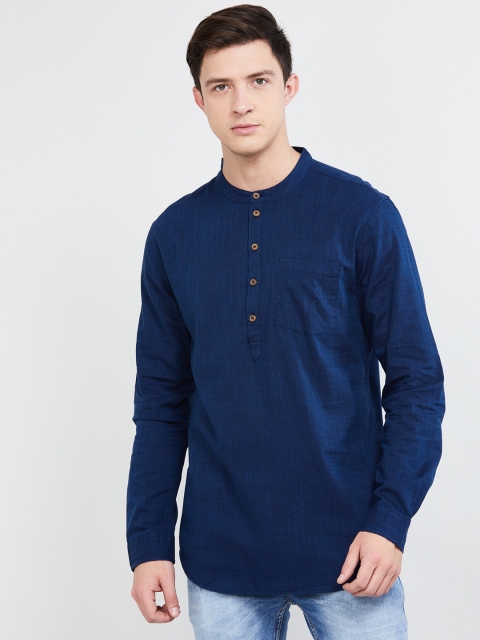 

max Men Blue Solid Straight Kurta