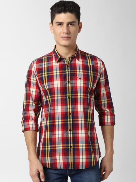 

Peter England Casuals Men Red & Navy Blue Slim Fit Checked Casual Shirt