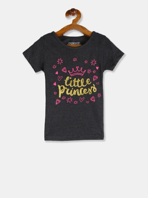 

Cherokee Girls Grey Printed Round Neck T-shirt