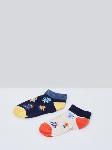 

max Boys Pack Of 2 Ankle-Length Socks, Navy blue