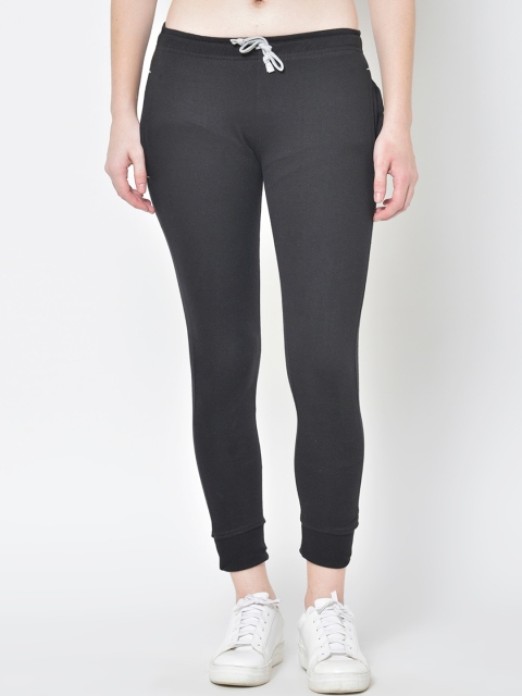 

American-Elm Women Black Solid Slim-Fit Joggers