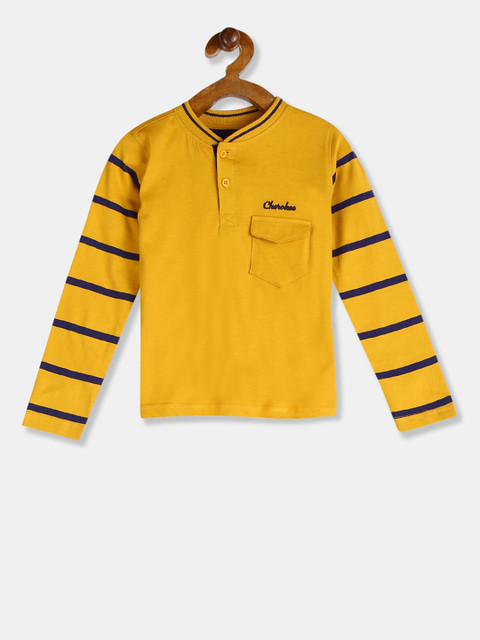 

Cherokee Boys Yellow Solid Henley Neck T-shirt