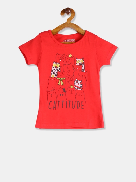 

Cherokee Girls Red Printed Round Neck T-shirt