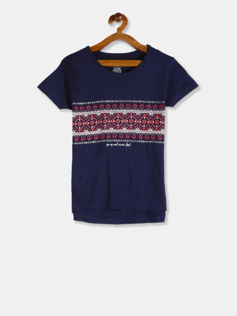 

Cherokee Girls Blue Printed Round Neck T-shirt