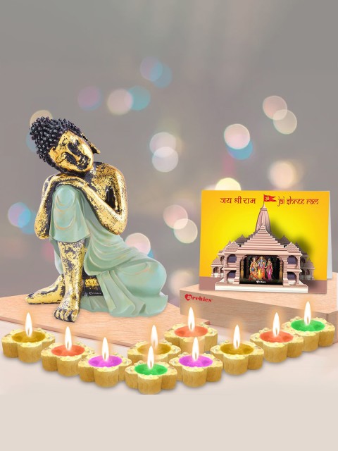 

Archies Green & Gold-Toned Mahaveer Diwali Showpiece Gift Set