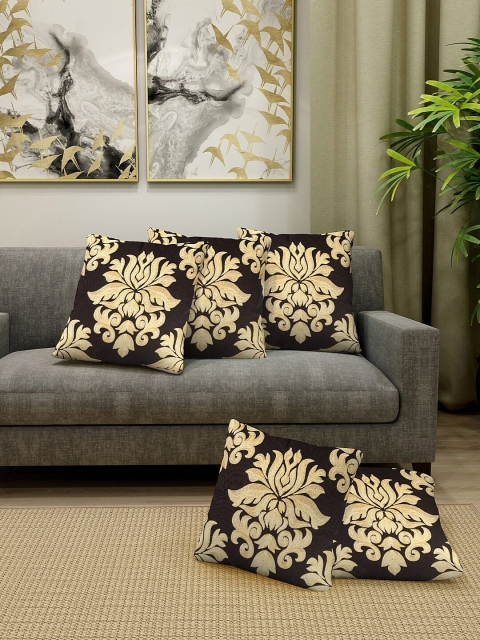 

KLOTTHE Set Of 5 Black & Beige Embroidered Square Floor Cushions