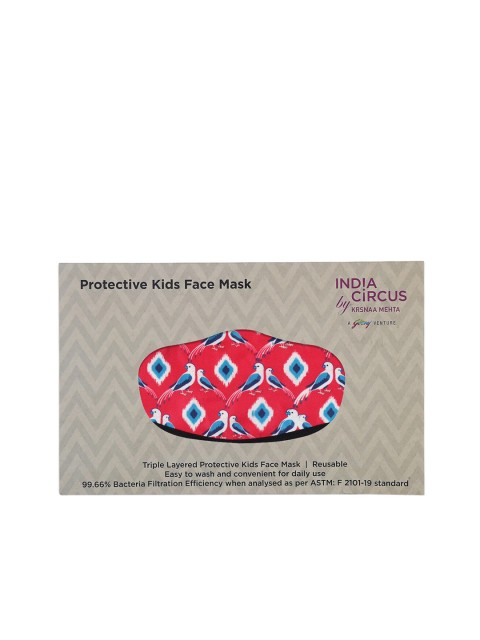 

India Circus by Krsnaa Mehta Kids Red Printed 3-Ply Reusable Cloth Mask