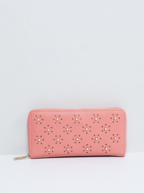 

max Women Pink Self Design Zip Around Wallet