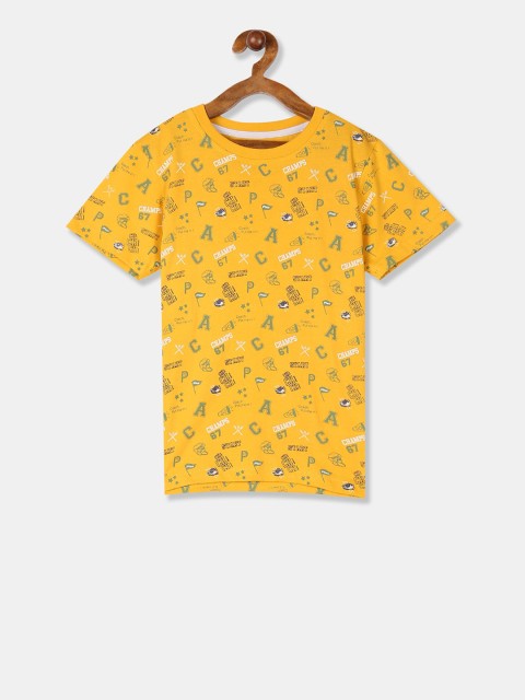 

Cherokee Boys Yellow Printed Round Neck T-shirt