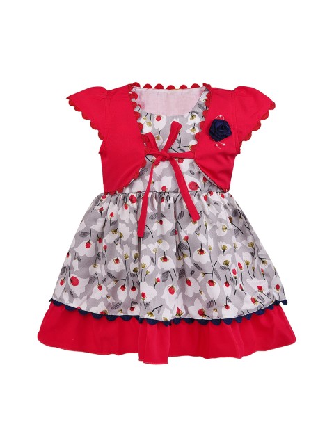 

Wish Karo Girls Red Printed Fit and Flare Dress