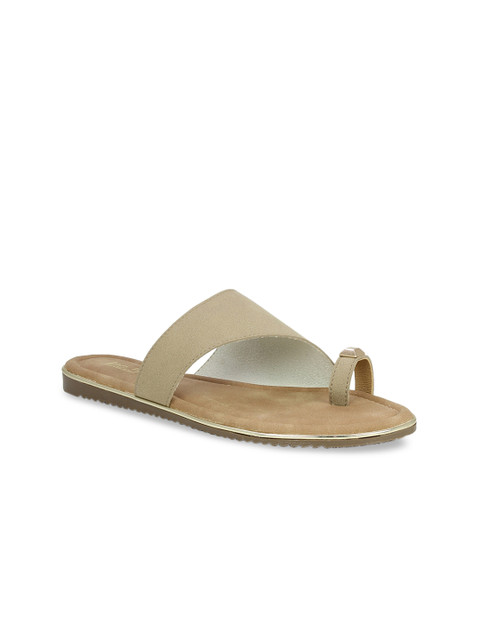 

Inc 5 Women Beige Solid Fabric One Toe Flats