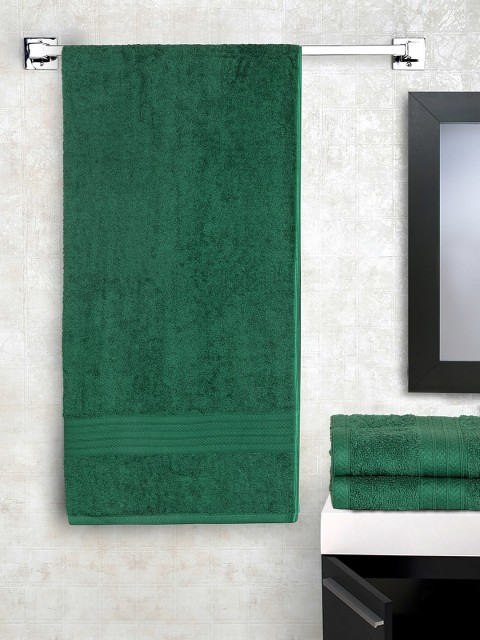 

BOMBAY DYEING Unisex Set Of 3 Green Solid 450 GSM Towel Set