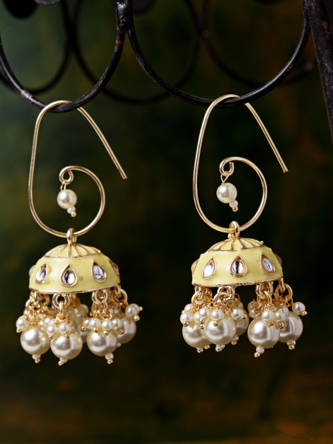 

Melani Borsa Yellow & Gold-Plated Dome Shaped Jhumkas