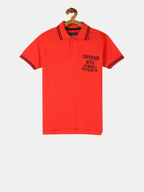 

Cherokee Boys Red & Black Printed Polo Collar T-shirt