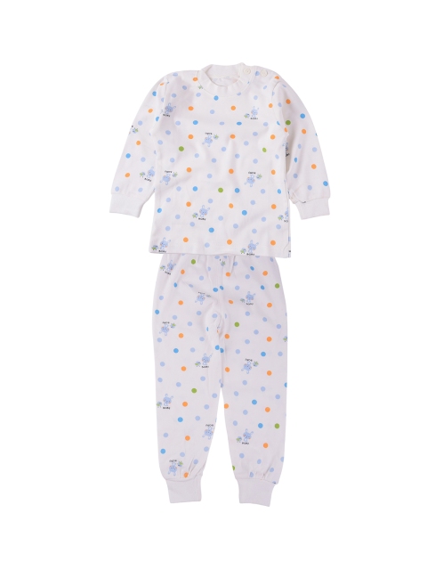 

Yellow Bee Infants White Printed Night suit