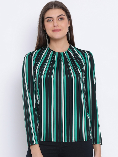 

Oxolloxo Women Green & White Striped Top