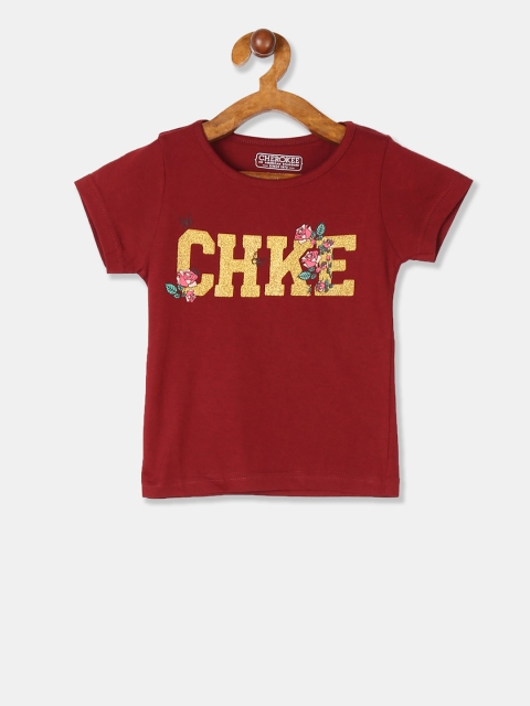 

Cherokee Girls Red Printed Round Neck T-shirt